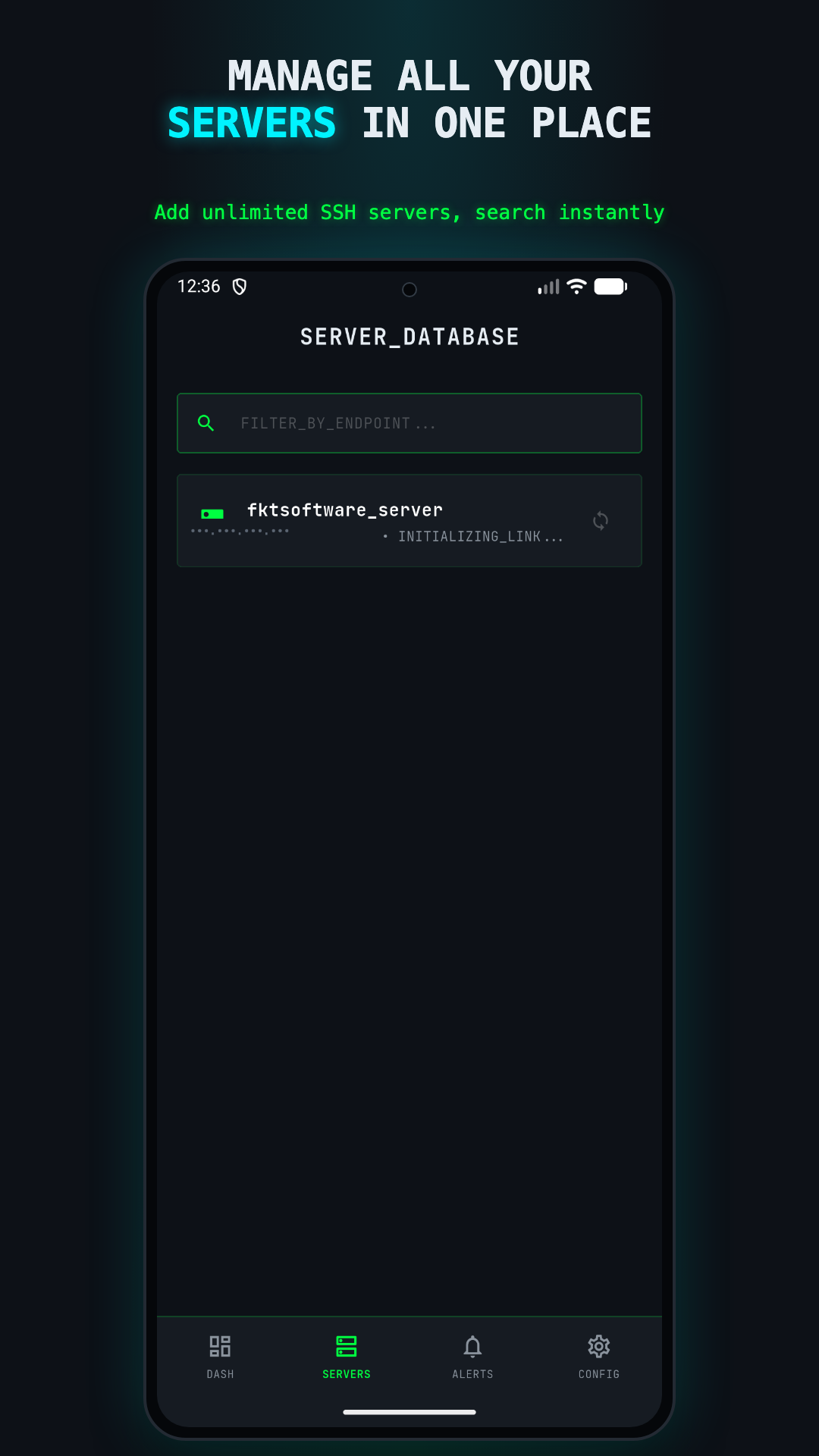 ServerGlance for Android server list with instant filtering